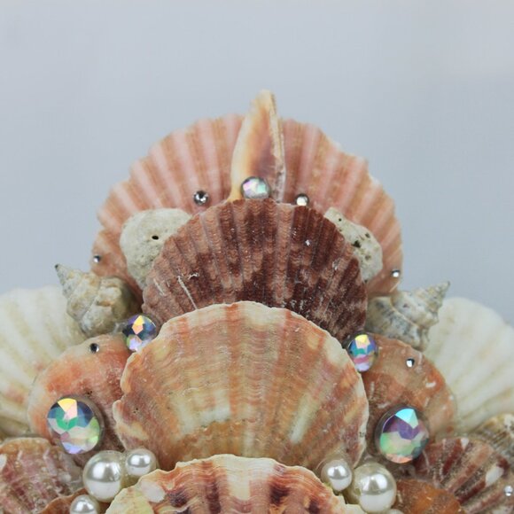 Mermaid Seashell Pearl Crown with Ties Handcrafted main image 6
